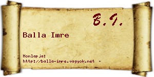 Balla Imre névjegykártya